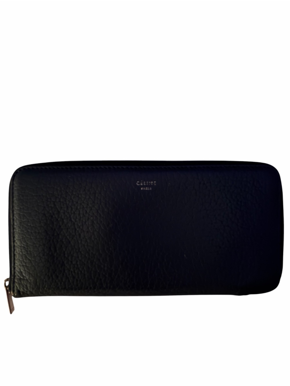 CELINE EUC ZIP AROUND WALLET IN DARK BLUE